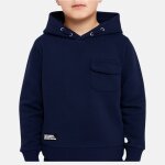 Sweat � capuche imprim�, manches longues bleu marine