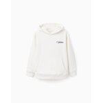Sweat � capuche avec imprim� et poche � l'avant blanc