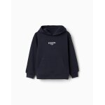 Sweat � capuche avec imprim� et poche � l'avant bleu fonc�