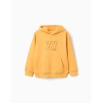 Sweat � capuche avec imprim� et poche � l'avant jaune