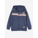 Sweat � capuche zipp� anim� de rayures gar�on bleu nuit
