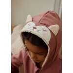 Sweat  capuche zipp enfant en molleton matcha rose
