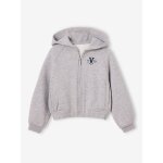 Sweat � capuche zipp� fille gris chin�