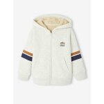 Sweat à capuche zippé garçon doublé sherpa blanc chiné Sweat à capuche zippé garçon doublé sherpa blanc chiné