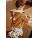 Sweat � capuche zipp� en molleton lamascotte camel