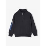 Sweat col camionneur sport garon motif basket sur manche anthracite