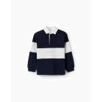 Sweat avec col polo et bloc de couleurs bleu fonc�