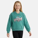 Sweat col rond imprim�, coupe d�contract�e, manches longues et d�tails brod�s turquoise