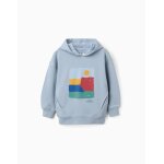 Sweat en coton � capuche et imprim� art thinker bleu clair