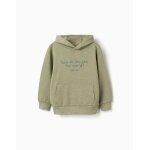 Sweat en coton � capuche et imprim� lanzarote vert fonc�