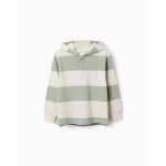 Sweat en coton avec capuche et � rayures vert clair