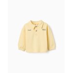 Sweat en coton avec col polo et imprim� jaune