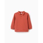 Sweat en coton � col polo et imprim� orange