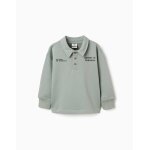 Sweat en coton avec col polo et imprim� vert