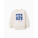 Sweat en coton avec imprim� abstrait blanc