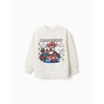 Sweat en coton avec imprim� mario kart blanc