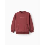 Sweat en coton avec imprim� en relief et poche marr�n