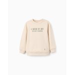 Sweat en coton avec imprim� work of art beige