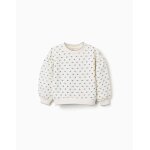Sweat en coton � motif floral blanc