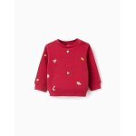 Sweat en coton peign avec broderie de nol rouge fonc
