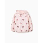 Sweat en coton peign� � capuche et motif minnie rose clair