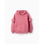 Sweat en coton peigné À capuche et volants rose foncé Sweat en coton peigné À capuche et volants rose foncé