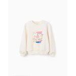 Sweat en coton peign avec imprim art college blanc