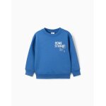 Sweat en coton peign� avec imprim� home studio bleu