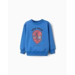 Sweat en coton peign� avec imprim� lenticulaire spider - man bleu