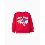 Sweat en coton peign� imprim� sonic et tails rouge