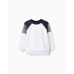 Sweat en coton peigné À manches contrastées blanc Sweat en coton peigné À manches contrastées blanc