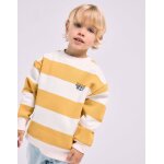 Sweat en coton peign� � rayures et imprim� jaune