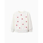 Sweat en coton � pois en relief beige clair