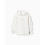 Sweat en coton polyester peigné avec capuche blanc Sweat en coton polyester peigné avec capuche blanc