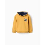 Sweat en coton polyester peign avec capuche et broderie jaune