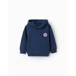 Sweat en coton polyester peign avec capuche spider - man bleu fonc