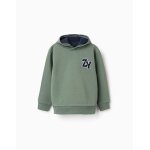 Sweat en coton polyester peign  capuche zy vert fonc