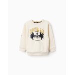 Sweat en coton polyester peigné avec imprimé batman beige clair Sweat en coton polyester peigné avec imprimé batman beige clair