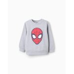 Sweat en coton polyester peign avec imprim spider - man gris