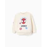 Sweat en coton polyester peign avec poches kangourou spider - man beige clair