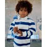 Sweat en coton ray� avec col polo bleu fonc�