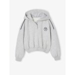 Sweat court à capuche sport fille gris chiné Sweat court à capuche sport fille gris chiné