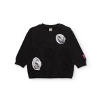 Sweat pour fille avec appliques circulaires en relief noir