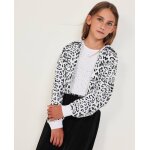 Sweat fille en maille avec imprim� animal blanc