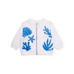 Sweat pour fille en maille avec imprim� marin blanc