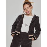 Sweat fille velours � capuche marron