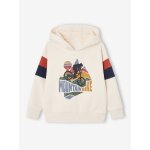 Sweat gar�on � capuche motif plac� blanc