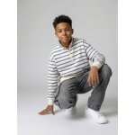 Sweat gar�on col montant zippe ray� bleu