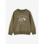 Sweat gar�on col rond motif plac� kaki