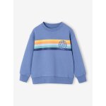 Sweat gar�on col rond rayures graphiques bleu gris�